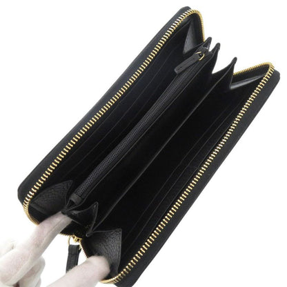 Gucci Round Zipper GG Marmont 456117 Leather Black Long Wallet Black 1001 Gucci