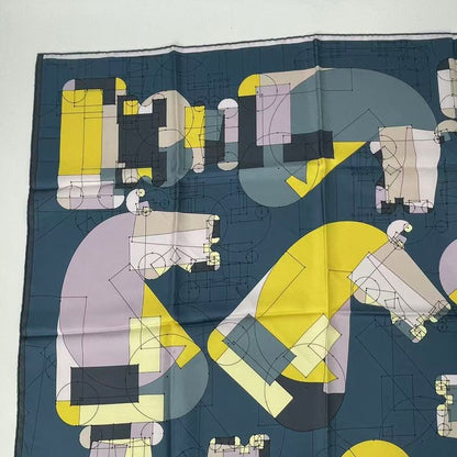 Hermes Carre 90 Echec AU ROI Checkmate Scarf Silk Blue