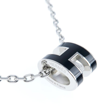 Hermes Necklace Pop Ash Mini Pendant H Black Silver-color- Accessories-
