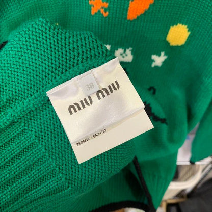Miu Miu Miu Knit Wool Sweater Long Sleeve Winter Green 38