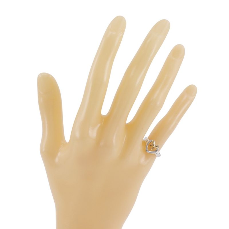 Tiffany & Co Heart Ribbon Silver 925 X 18K Yellow Gold #7.5 Ladies 2.9g Ring
