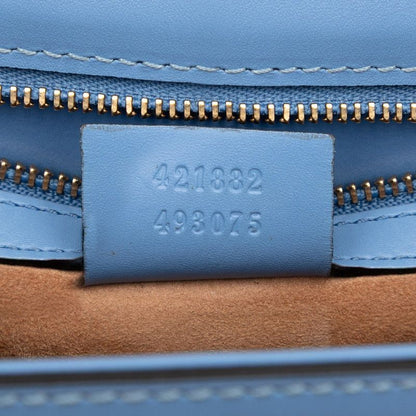Gucci Sylvie One Shoulder Bag 421882 Blue Leather Women's Gucci