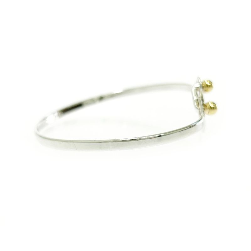 Tiffany & Co Silver Hook & Eye Double Heart Bangle 5.2g 925 750 Engraved 479596