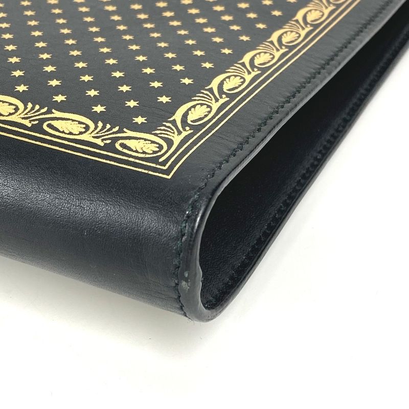 Gucci Clutch Bag Sega Collaboration Guccy Logo 523441 Leather Black