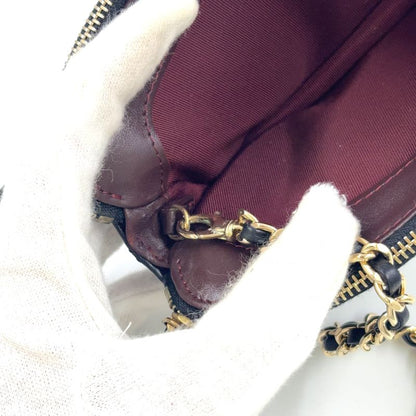 Chanel Matelasse W Zipper Chain Wallet Matelasse Serial No 22 Lambskin Black