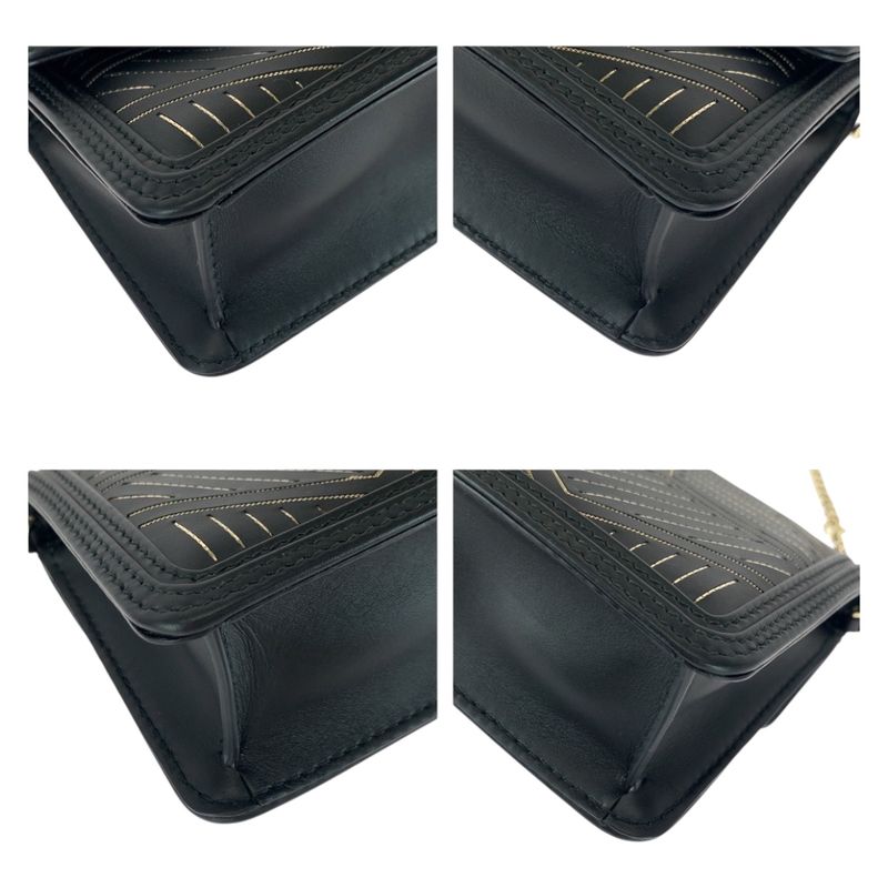 Bvlgari Bulgari Serpenti Diamond Blast Black White Leather Chain Shoulder Bag