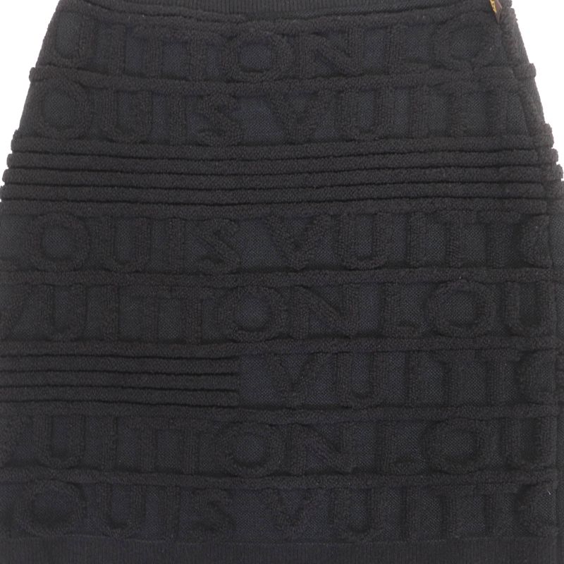 Louis Vuitton 2021 Logo Design Monogram Flower Knit Knee Length Tight Skirt