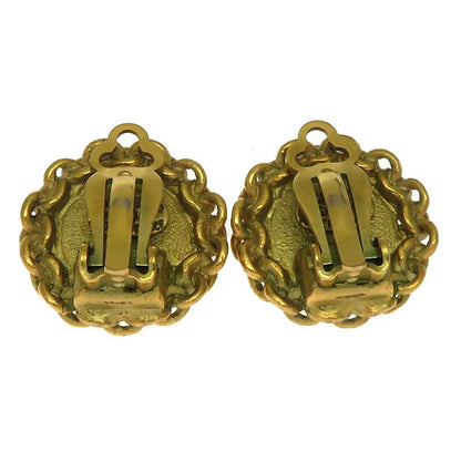 Chanel Vintage Guilloche Gold-Tone Earrings