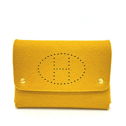 Hermes Accessory Pouch Etui Cult GM Playing Cards Case Felt Mustard Brown