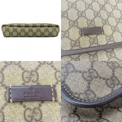 Gucci Shoulder Bag 223666 GG Supreme Canvas Leather Beige Dark Brown Crossbody