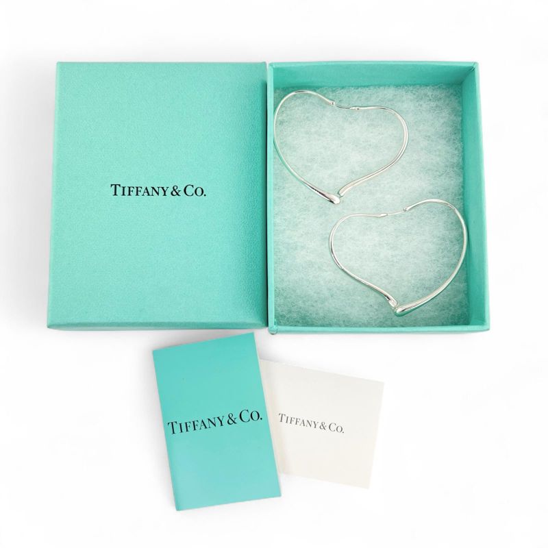 Tiffany & Co Elsa Peretti Medium Open Heart Binaural Earrings Sv925 Silver With