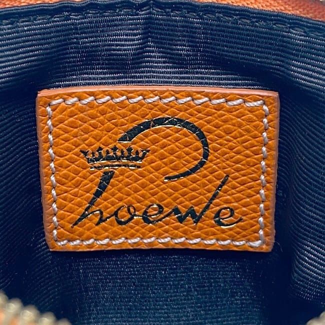 Loewe Coin Case Orange Anagram Coin Purse Canvas Leather Preowned