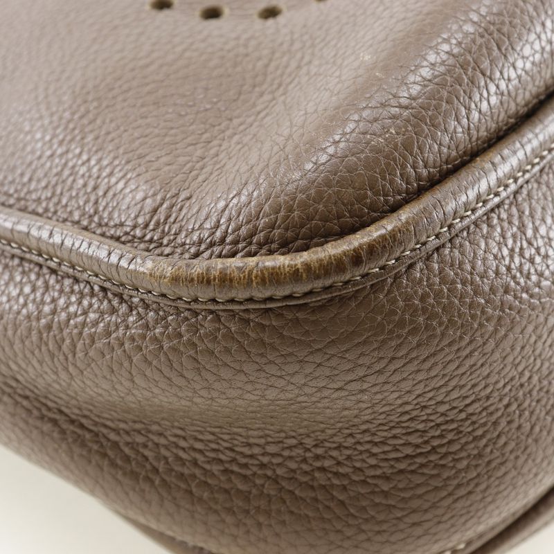 Hermes Evelyn 3 GM Taurillon Clemence Etoupe Silver Hardware □Q Ladies Shoulder