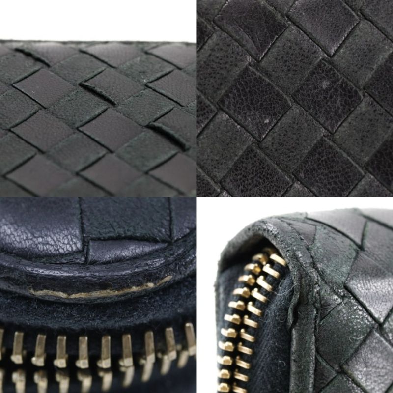 Bottega Veneta Bottega Veneta Round Zipper Intrecciato 11476 Leather Black