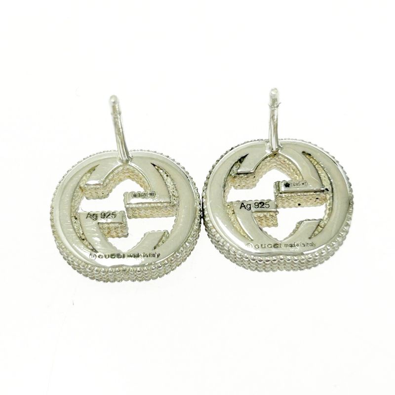Gucci Silver Interlocking G Earrings 5.7g 925 Engraved 486779 Earrings