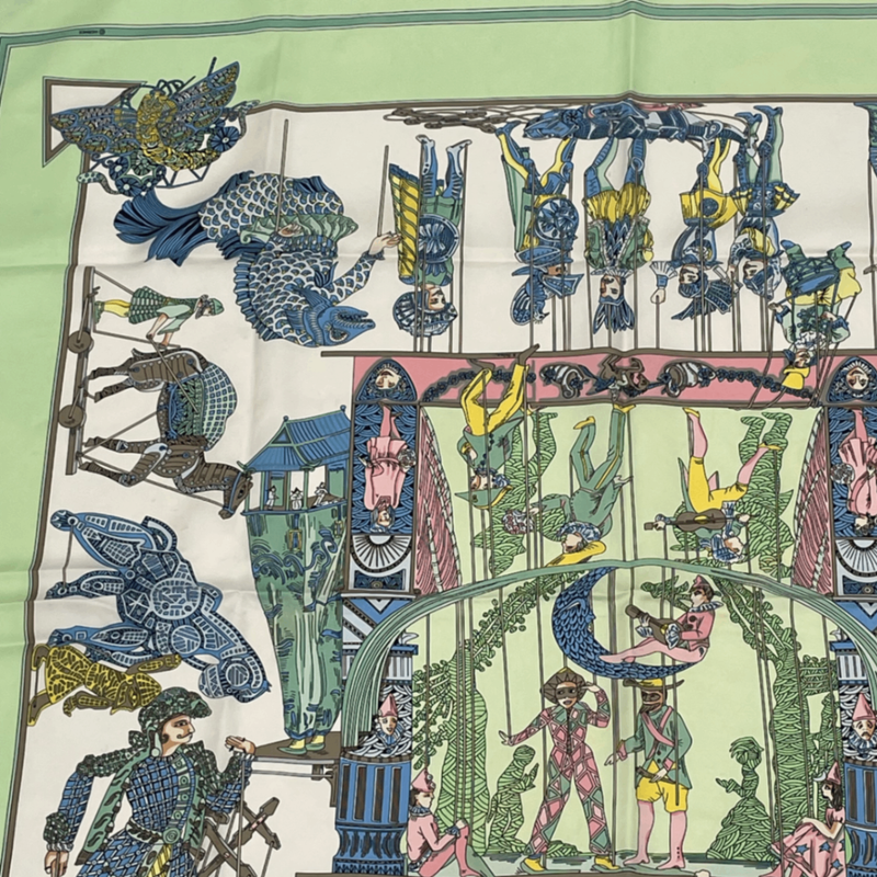 Hermes Carre 90 LE Temps Des Marionnettes Time Of The Marionettes Silk Scarf
