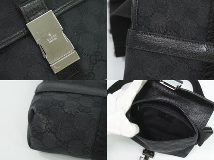 Authentic Gucci GG Canvas Waist Pouch Belt Bag Body Bag Black 131236 Bag
