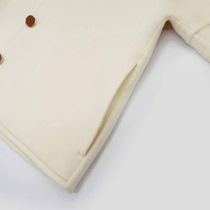 Hermes Serie Button Short Coat 3h0102da 40 Off-white Jacket Cashmere