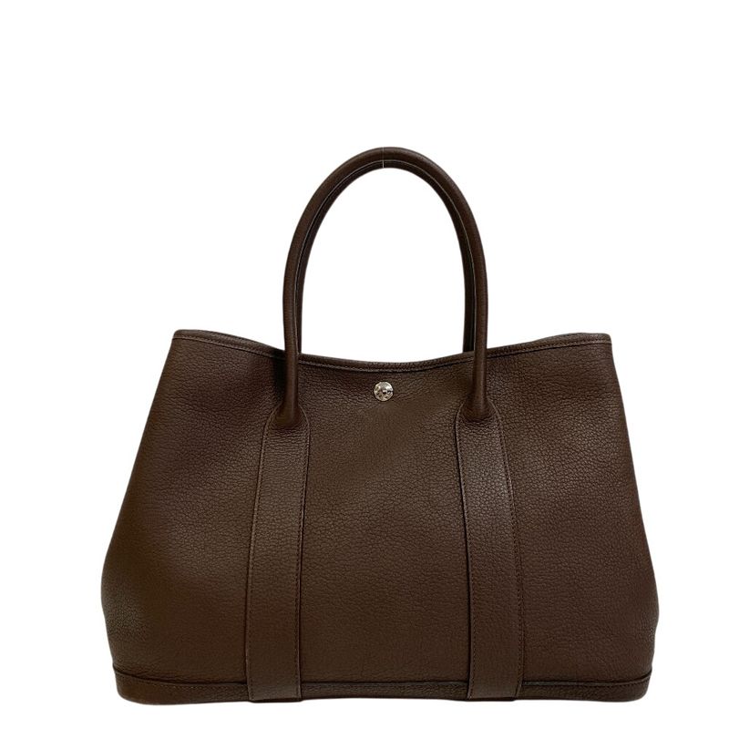 Hermes Garden Party MM Etape Leather Tote Bag Brown Ladies Brand