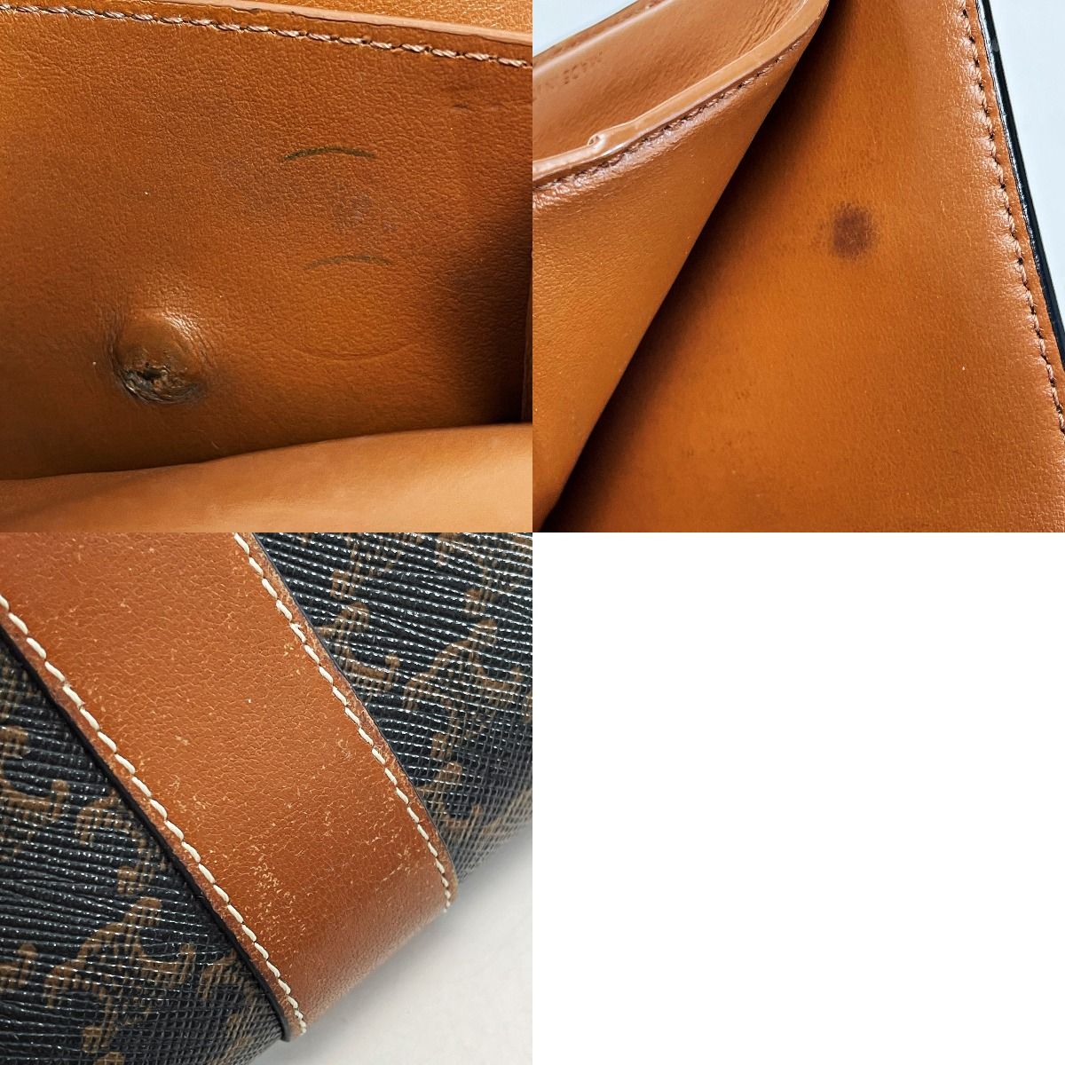 Celine Triomphe Brown Trifold Wallet Women's Gold Hardware