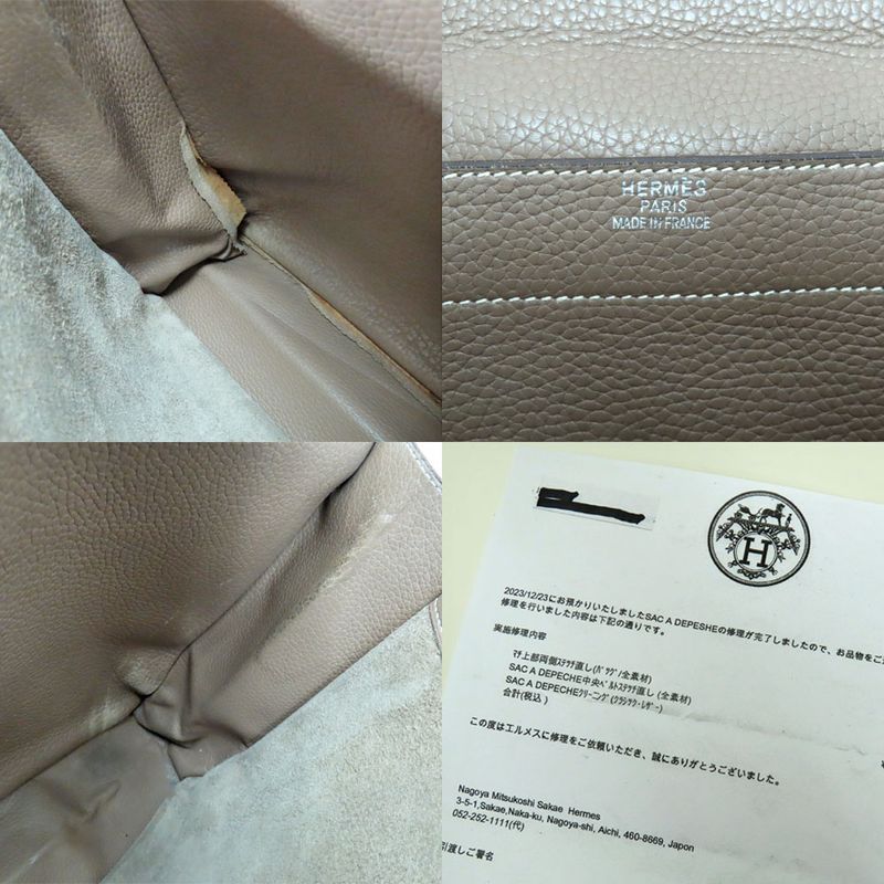 Hermes Sac A Depeches 38 Etoupe Taurillon Clemence F Stamp Svhardware