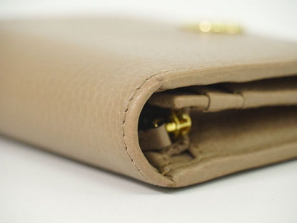 Authentic Gucci GG Marmont Fold Wallet Compact Wallet Leather Beige 456126