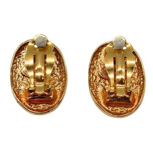 Chanel Earrings Crown Gold Plated Gold