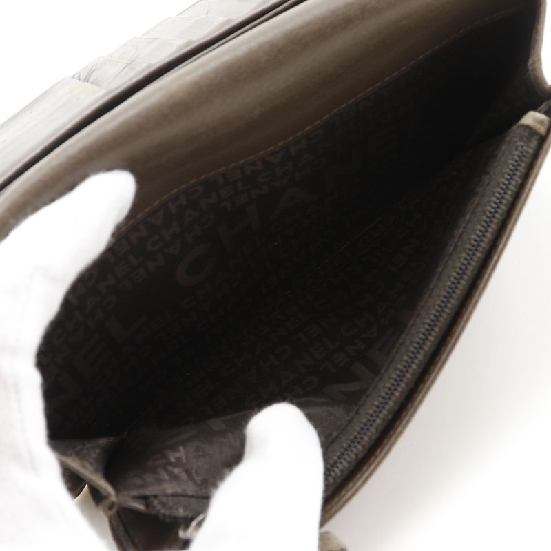 Chanel Coco Patent Leather Bronze Women's Long Wallet