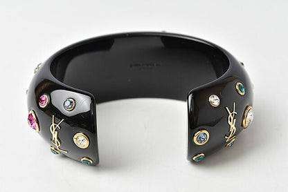 Saint Laurent Bangle Bracelet Saint Laurent Bangle Rhinestone Multicolor Black