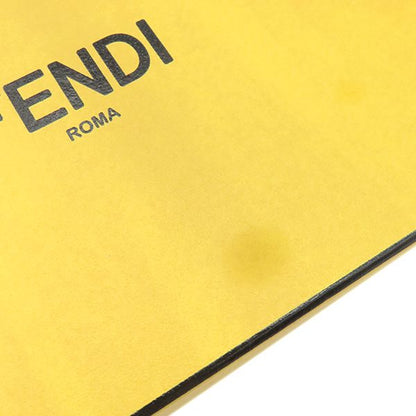 Fendi Long Wallet Robot Face Zip Around Leather Yellow Silver Hardware Round