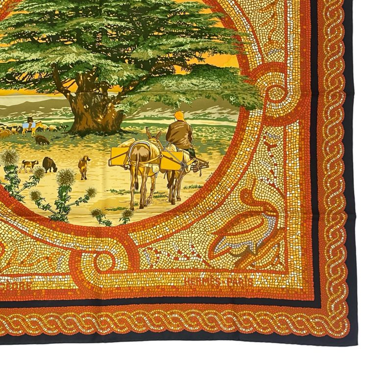 Hermes Carré 90 Under The Himalayan Cedars SOUS LE Cedre Silk Scarf Multicolor