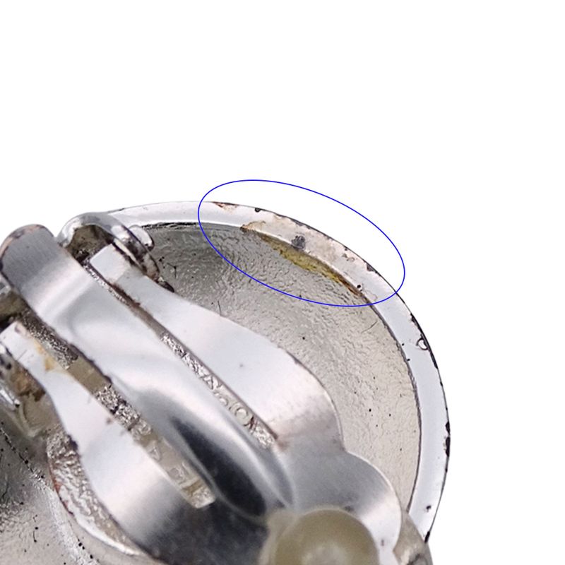 Chanel Earrings Ladies Brand Coco Mark Metal GP Silver Gold Round Vintage