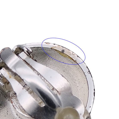 Chanel Earrings Ladies Brand Coco Mark Metal GP Silver Gold Round Vintage