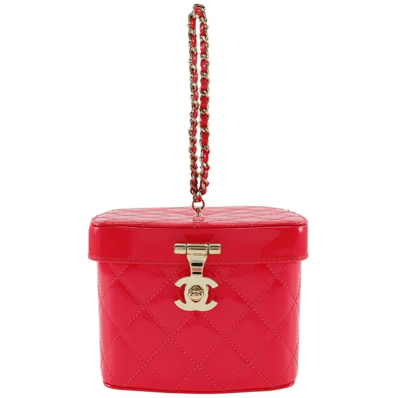 Chanel Vanity Matelasse Party Bag X Patent Leather Pink Ladies Handbag