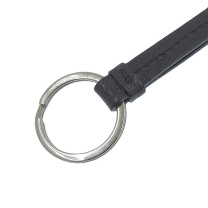Prada Current Logo Signature Logo Silver Hook Leather Cord Key Ring Holder