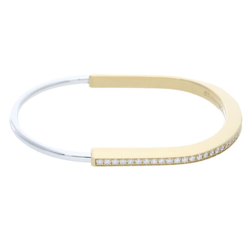 Tiffany & Co Lock Bangle Padlock Half Diamond Bangle Ladies XL