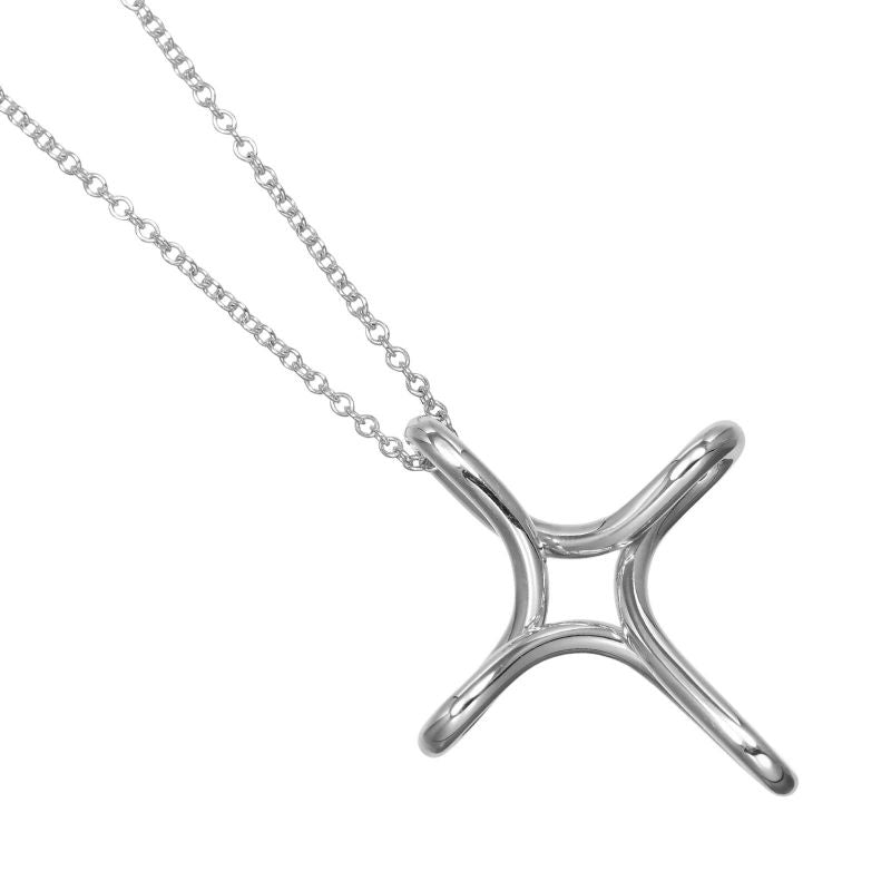 Tiffany & Co Open Cross Silver 925 Ladies 3.25g Necklace