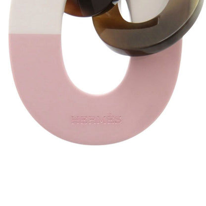 Hermes Caramba Buffalo Horn/lacquer Brown Pink Necklace 0271 Hermes