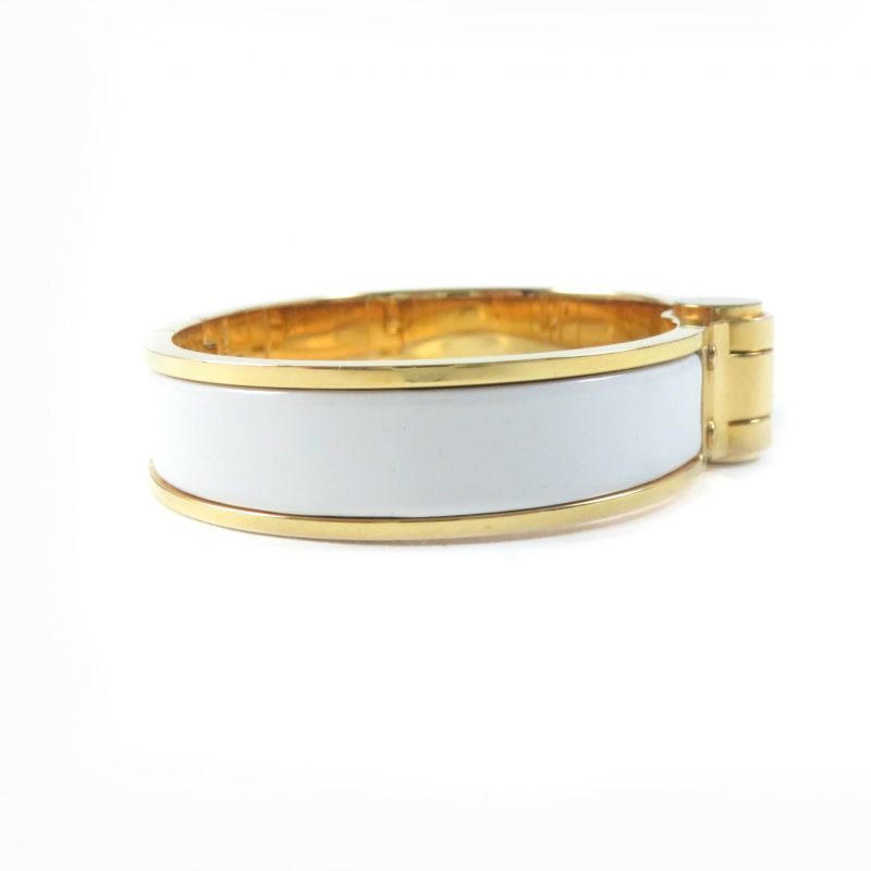 Hermes Charnières Bangle GP Bracelet Accessory White Gold With Box And Storage