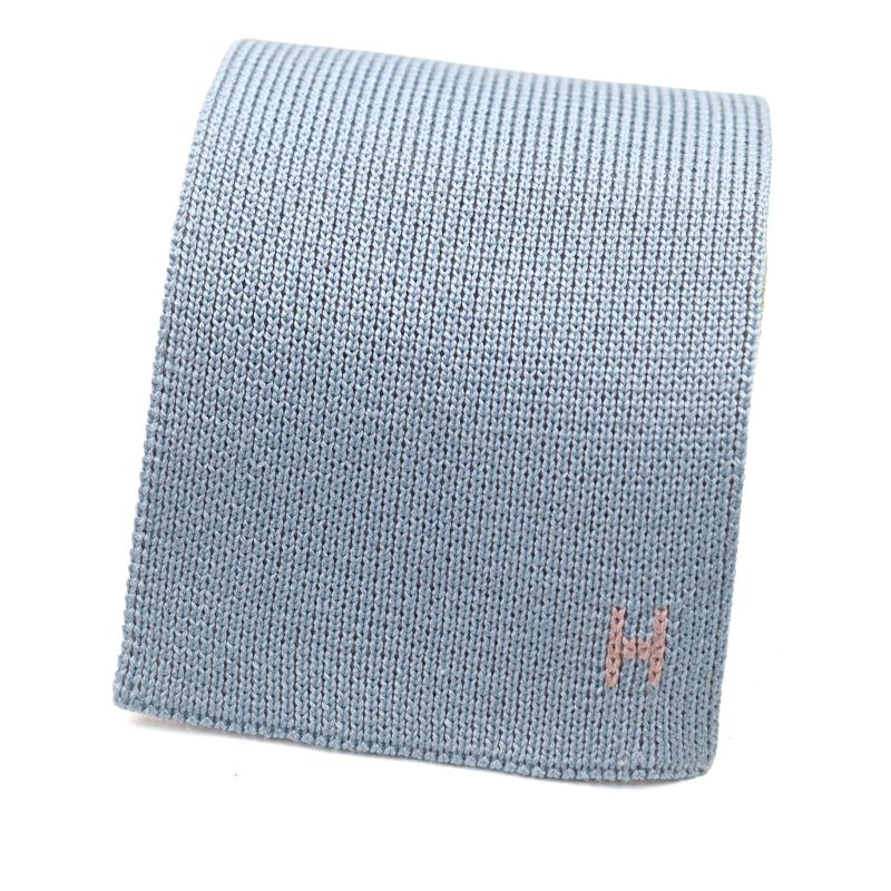 Hermes Cattle Tan Silk My Utah Silk H Motif Bicolor Reversible Knit Tie