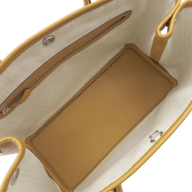 Hermes Tote Garden Party TPM Vaux Epson Sesame Silver Hardware Brown Engraved Z