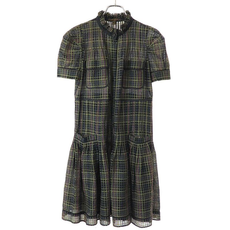 Louis Vuitton 10aw Check Sheer Short Sleeve Dress Wrdr22tap Mix 34