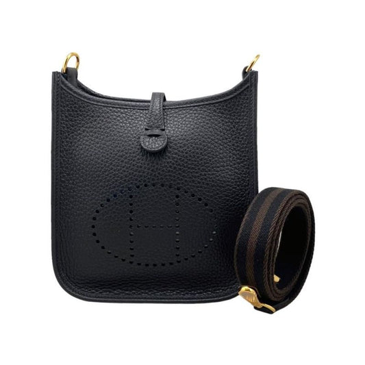 Hermes Shoulder Bag Evelyn TPM W Engraved Taurillon Cles Mance Noir Black Gold