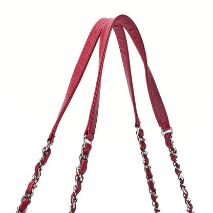 Chanel Shoulder Bag Matelasse Caviar Skin Red Coco Mark (silver Hardware)