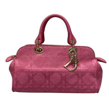 Dior/christian Dior Handbag Canage Stitch Pink Lame Leather