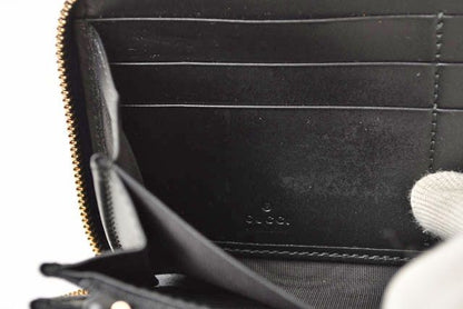 Gucci Wallet Unisex Long Wallet Round Zipper Leather Bee And GG Blue 406609