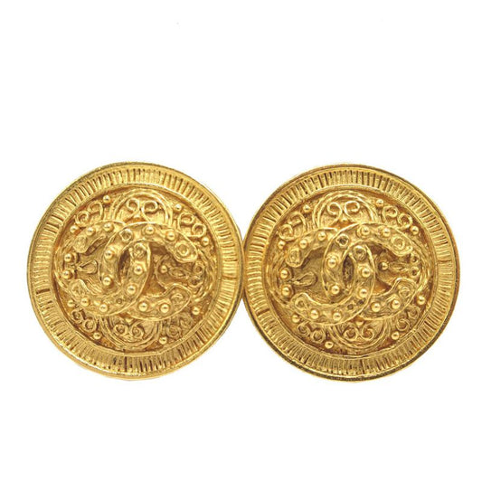 Chanel Coco Mark Lava 94A Metal Gold Earrings 0168 Chanel