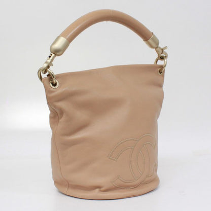 Chanel Coco Mark One Shoulder Bag Calfskin Beige Handbag Gold