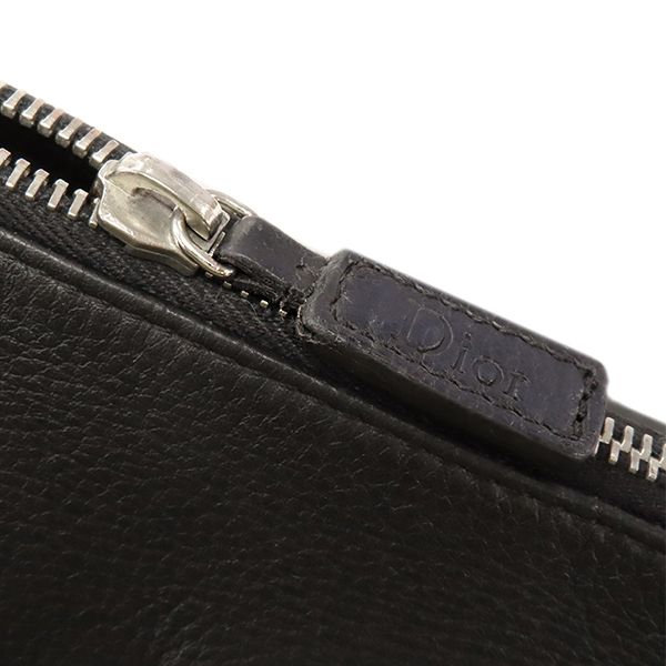 Christian Dior Shoulder Bag Trotter Leather Jacquard Black and Navy Silver