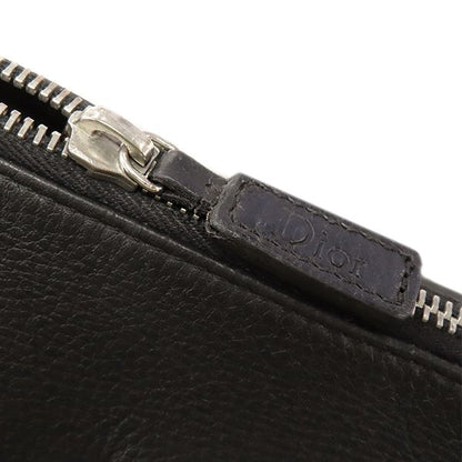 Christian Dior Shoulder Bag Trotter Leather Jacquard Black and Navy Silver